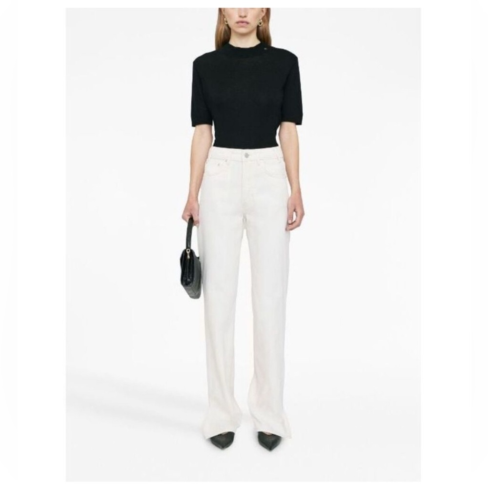 NWT Anine Bing white washed straight leg jeans with split hem